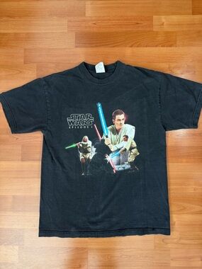 VINTAGE 90s Star Wars Episode 1 Phantom Menace T-Shirt - Size Med